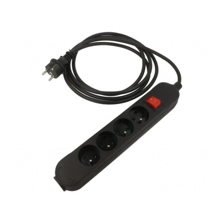 Prelungitor Alimentare 10m 4 Prize Negru | Electronic-mag.ro | Componente Electronice