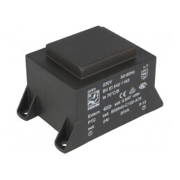 Transformator încapsulat 20VA 230VAC 24V 834mA PCB | Electronic-mag.ro | Componente Electronice