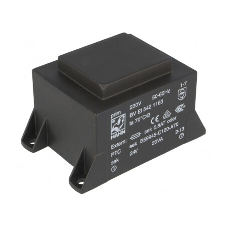 Transformator încapsulat 20VA 230VAC 24V 834mA PCB | Electronic-mag.ro | Componente Electronice