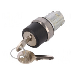 Comutator rotativ cu cheie 22mm 2 poziții argintiu | Electronic-mag.ro | Componente Electronice