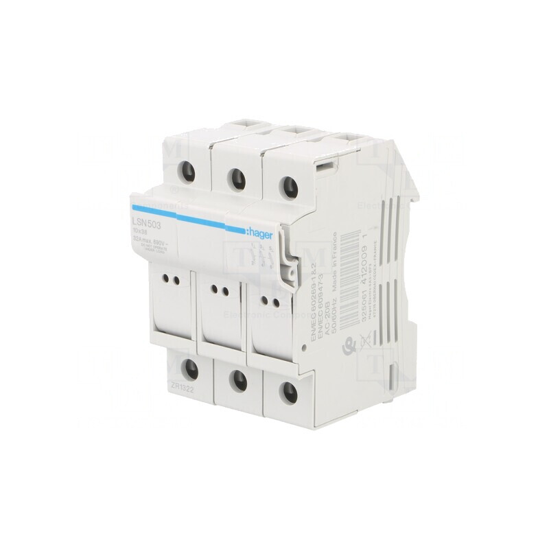 Separator cu Fuzibil 10x38mm pentru Șină DIN 32A 690V Poli 3 | Electronic-mag.ro | Componente Electronice