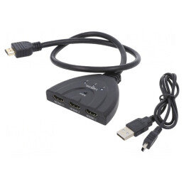 Switch HDMI HDCP 1.4 3 Intrări Negru 0.5m | Electronic-mag.ro | Componente Electronice