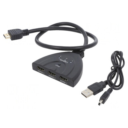 Switch HDMI HDCP 1.4 3 Intrări Negru 0.5m | Electronic-mag.ro | Componente Electronice
