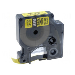 Bandă Etichetare 12mm x 3,5m Galben/Negru | Electronic-mag.ro | Componente Electronice