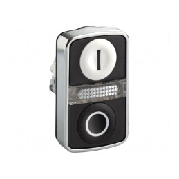 Comutator dublu 22mm alb/negru IP66 | Electronic-mag.ro | Componente Electronice