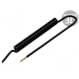 Cablu Spiralat Neecranat PUR Negru 0,8m-3,2m | Electronic-mag.ro | Componente Electronice