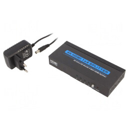 Splitter HDMI 1.4 Negru cu Intrare DC și HDMI | Electronic-mag.ro | Componente Electronice