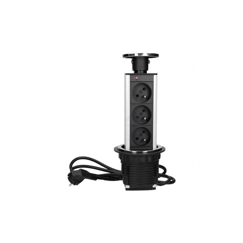 Prelungitor cu Prize pentru Mobilier 3680W Otel 230VAC | Electronic-mag.ro | Componente Electronice