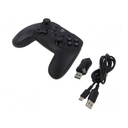 Gamepad neagră USB fără fir 10m 15 butoane 600mAh 8h | Electronic-mag.ro | Componente Electronice
