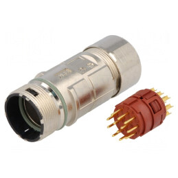 Conector M23 Mufă 12 PIN Tată Lipire Drept 7A Aurit | Electronic-mag.ro | Componente Electronice