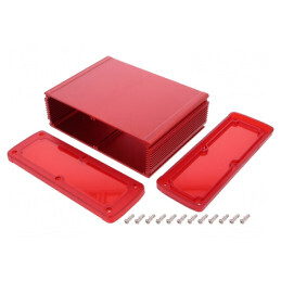 Carcasă Universală Aluminiu Roșu 177.6mm x 129mm x 61.1mm | Electronic-mag.ro | Componente Electronice