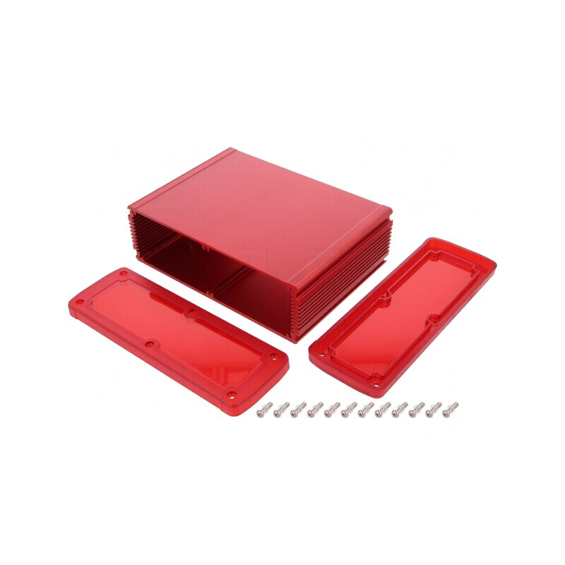 Carcasă Universală Aluminiu Roșu 177.6mm x 129mm x 61.1mm | Electronic-mag.ro | Componente Electronice