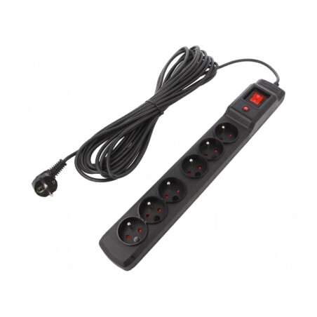 Prelungitor cu 6 Prize și Protecție la Supratensiune 10A | Electronic-mag.ro | Componente Electronice