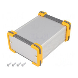 Carcasă aluminiu gri cu panou frontal 91x100x53.5 mm | Electronic-mag.ro | Componente Electronice
