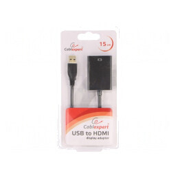 Adaptor | USB 3.0 | HDMI soclu,USB A mufă | 0,15m | negru | neagră | A-USB3-HDMI-02