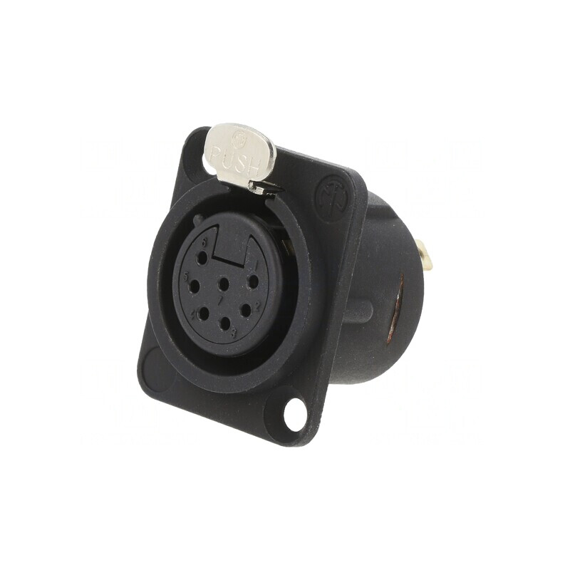 Soclu XLR Mamă 7 Pin cu Buton 5A Negru 19x24mm | Electronic-mag.ro | Componente Electronice