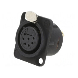 Soclu XLR Mamă 7 Pin cu Buton 5A Negru 19x24mm | Electronic-mag.ro | Componente Electronice