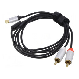 Cablu RCA x2 la USB C, 1,5m, Negru