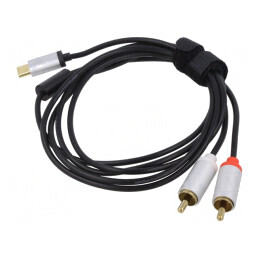 Cablu RCA x2 la USB C, 1,5m, Negru | Electronic-mag.ro | Componente Electronice