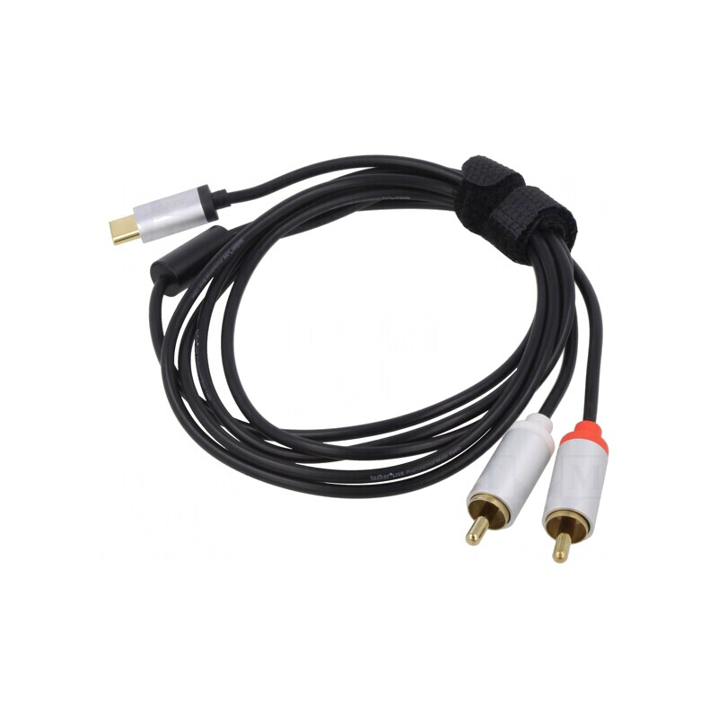 Cablu RCA x2 la USB C, 1,5m, Negru | Electronic-mag.ro | Componente Electronice