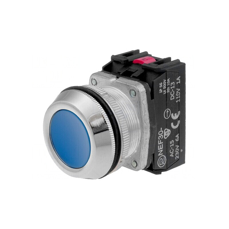 Comutator apăsare 30mm 1 NC NO NEF30-KNXY | Electronic-mag.ro | Componente Electronice