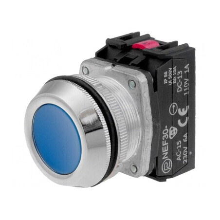 Comutator apăsare 30mm 1 NC NO NEF30-KNXY | Electronic-mag.ro | Componente Electronice