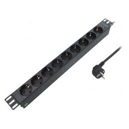 Prelungitor cu 9 prize, 250VAC, 16A, negru | Electronic-mag.ro | Componente Electronice