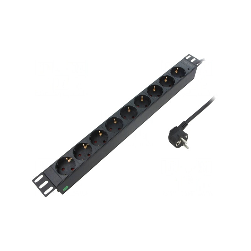 Prelungitor cu 9 prize, 250VAC, 16A, negru | Electronic-mag.ro | Componente Electronice