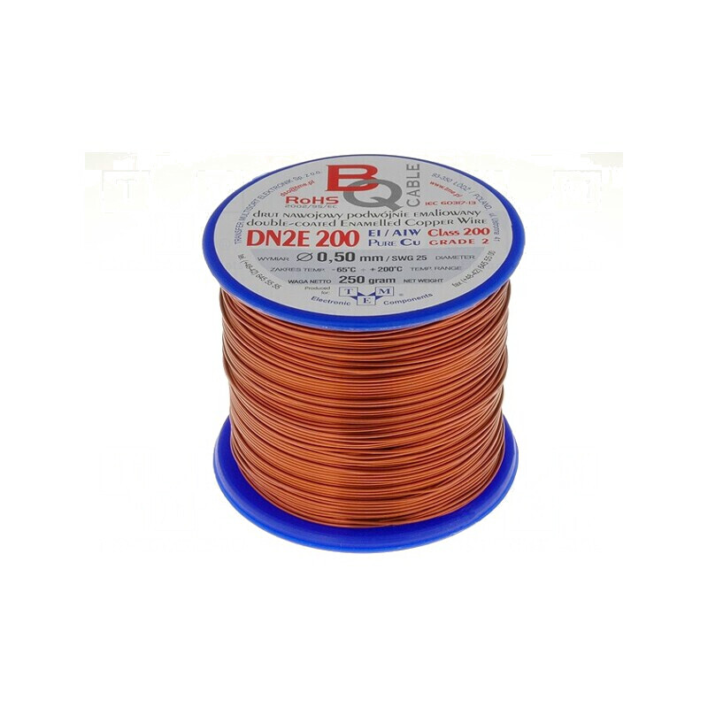 Sârmă bobină dublu emailată 0,5mm 0,25kg Cu 65-200°C | Electronic-mag.ro | Componente Electronice