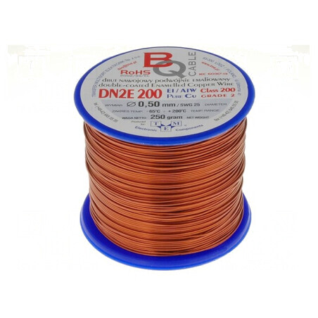 Sârmă bobină dublu emailată 0,5mm 0,25kg Cu 65-200°C | Electronic-mag.ro | Componente Electronice