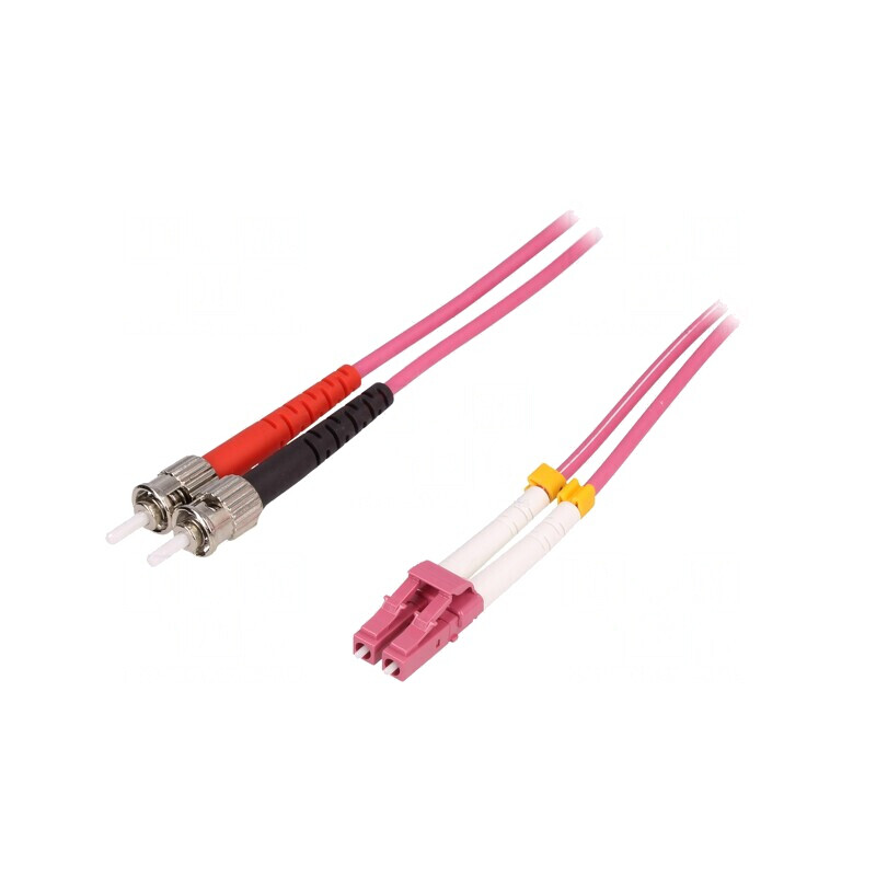 Patch cord fibră OM4 15m LC-ST roz LSZH | Electronic-mag.ro | Componente Electronice