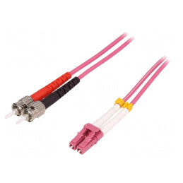 Patch cord fibră OM4 15m LC-ST roz LSZH | Electronic-mag.ro | Componente Electronice