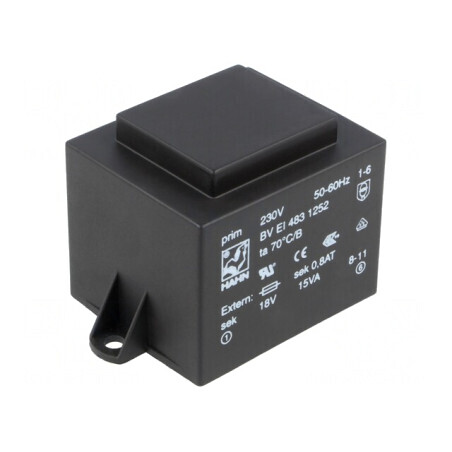 Transformator încapsulat 15VA 230V 18V 833mA PCB | Electronic-mag.ro | Componente Electronice