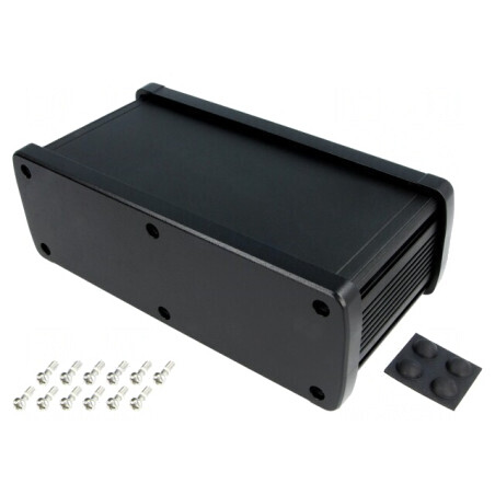 Carcasă Universală Aluminiu Neagră 177,6mm x 89mm x 61,1mm | Electronic-mag.ro | Componente Electronice