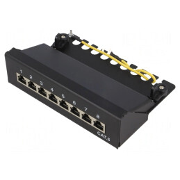Patch Panel RJ45 Cat6 Negru 8 Porturi | Electronic-mag.ro | Componente Electronice