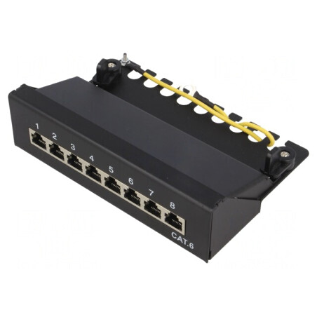 Patch Panel RJ45 Cat6 Negru 8 Porturi | Electronic-mag.ro | Componente Electronice