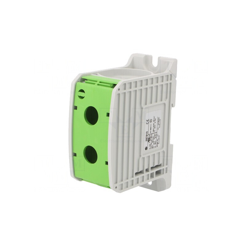 Conector Verde pentru Șine 300mm2, 2 Borne | Electronic-mag.ro | Componente Electronice