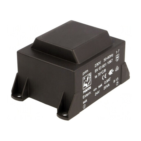 Transformator Încapsulat 20VA 230VAC 24V 834mA PCB | Electronic-mag.ro | Componente Electronice
