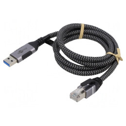 Cablu USB 3.0 RJ45 3m Negru/Gri