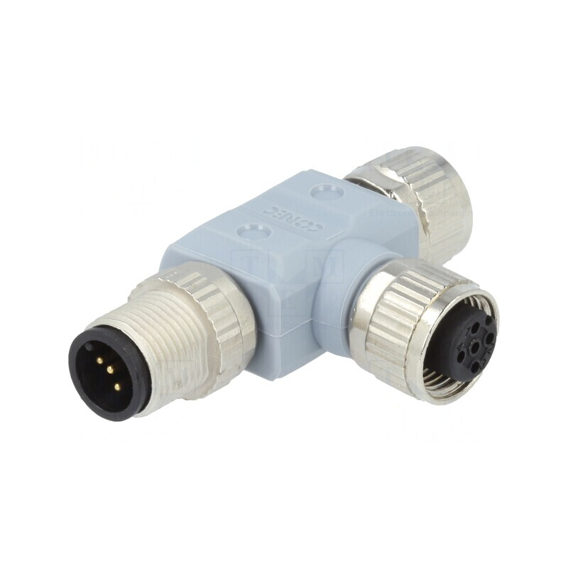 Adaptor T M12 tată, M12 mamă x2 DeviceNet/CANopen | Electronic-mag.ro | Componente Electronice