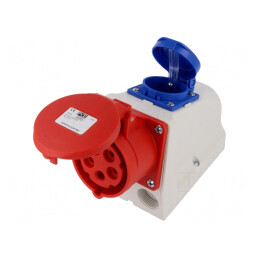 Conector Alimentare AC Trifazat 16A 400VAC IP44 Soclu Mamă | Electronic-mag.ro | Componente Electronice