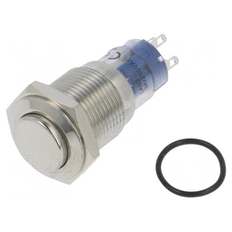 Comutator Anti-Vandalism DPDT 3A/250VAC IP67 ON-(ON) Ø16,2mm | Electronic-mag.ro | Componente Electronice