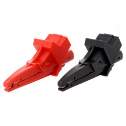 Bornă crocodil 20A 4mm negru şi roşu 1kV | Electronic-mag.ro | Componente Electronice