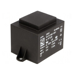 Transformator încapsulat 15VA 230V 15V 500mA PCB | Electronic-mag.ro | Componente Electronice