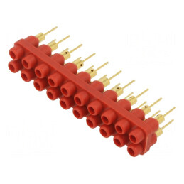 Bloc multipriză banană 2mm roşie 20 prize | Electronic-mag.ro | Componente Electronice