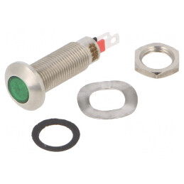 Lampă LED verde 24-28VDC Ø8,1mm IP67 | Electronic-mag.ro | Componente Electronice