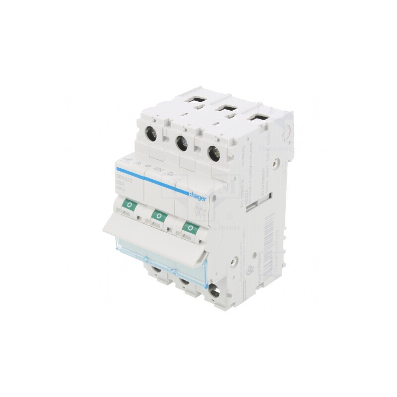 Separator-întrerupător Poli 3 63A 400VAC pentru șină DIN | Electronic-mag.ro | Componente Electronice