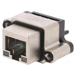 Soclu RJ45 cu LED IP67 pentru panou THT drept | Electronic-mag.ro | Componente Electronice
