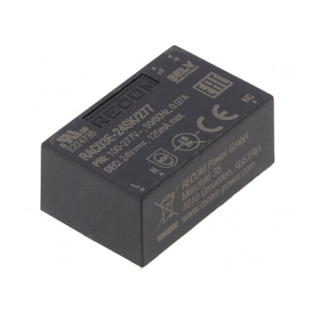 Convertor AC/DC 3W 24V 125mA 79% PCB 4000V | Electronic-mag.ro | Componente Electronice