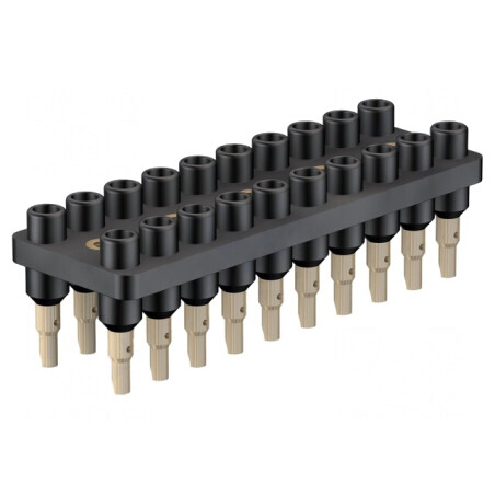 Bloc Multipriză Banană 2mm 20 Prize Neagră 70VDC 10A | Electronic-mag.ro | Componente Electronice